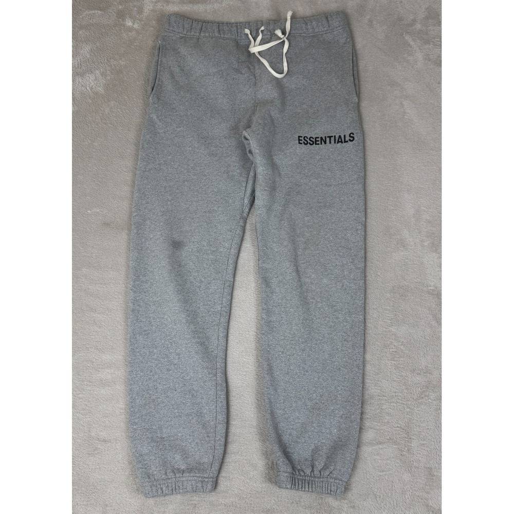 Fear Of God Essentials Sweatpants Mens L Gray Preowned Stain Fleece Athleisure